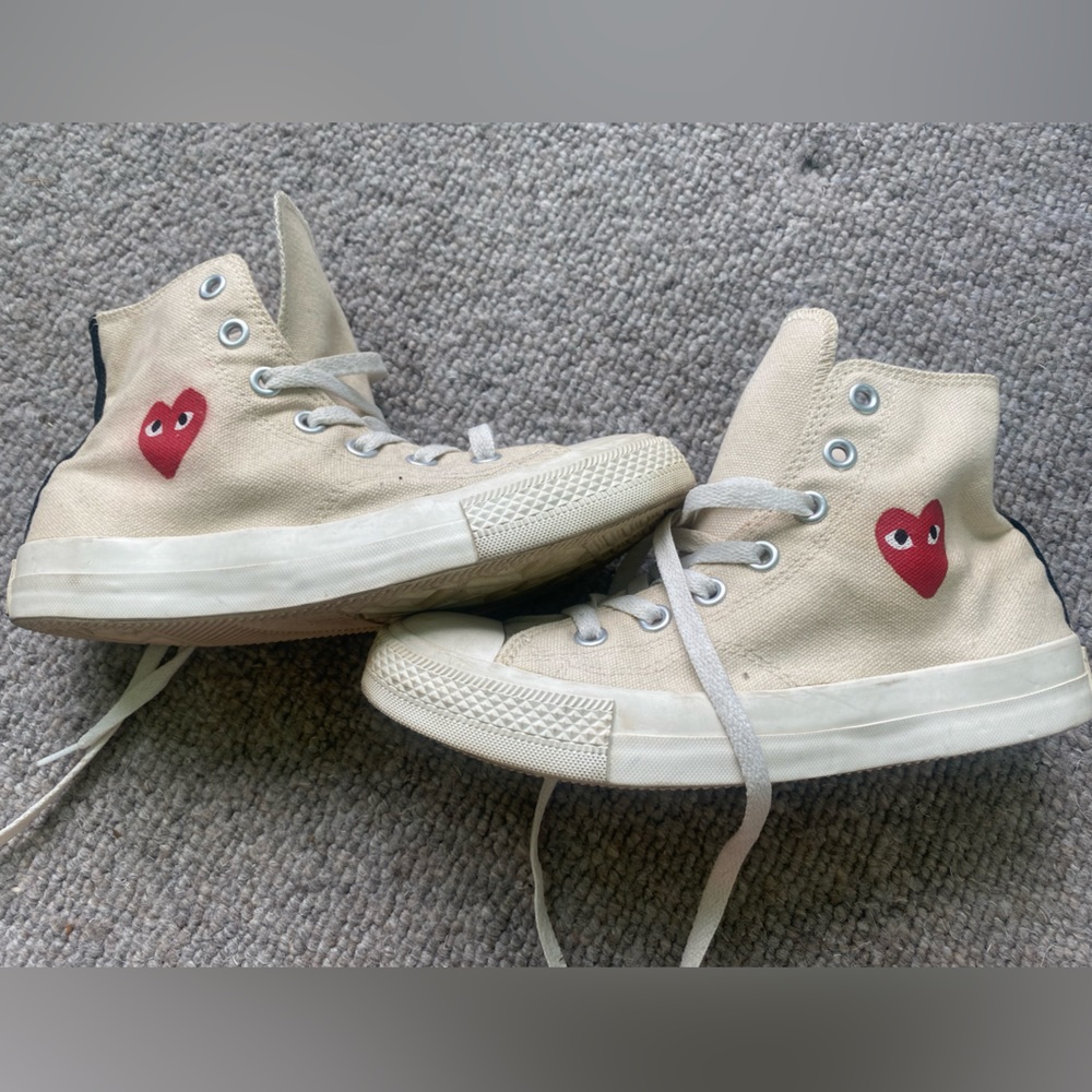 Comme des Garcons Cream and Red Sneakers